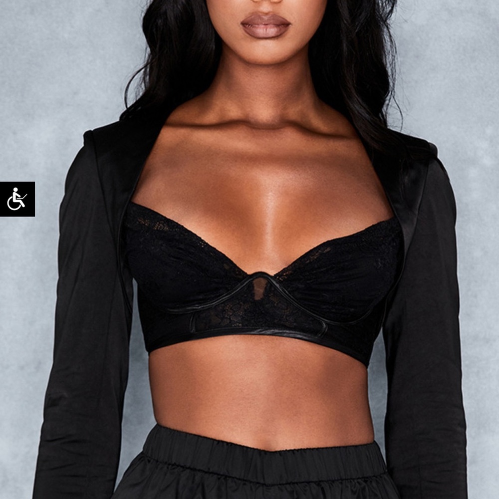Mistress rocks decisions black long sleeve tailored bralette